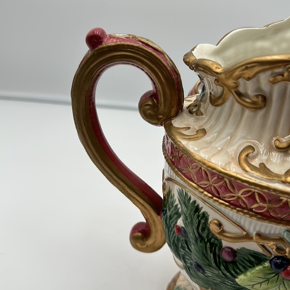 Fitz and Floyd Classic Christmas Pitcher with Bow Holly Berries and Pine Cones - Picture 11 of 16